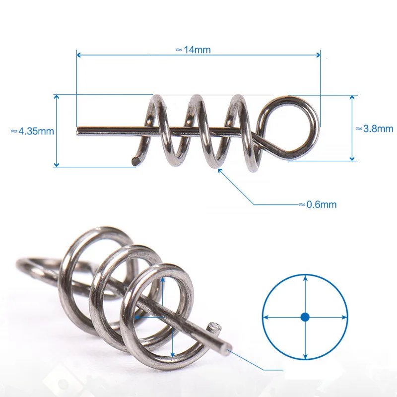 50pcs Steel Fishing Spring Latch Pin to Fix Soft Bait to Crank Hook Fishing Lure Accessories (3)