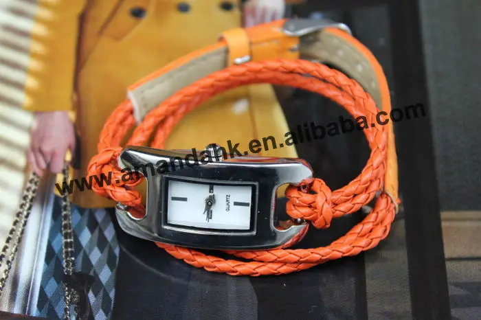 100 шт./лот Плетеная кожа часы 10 цветов женские модные квадратный кварцевые часы кожаные дешевые наручные часы для леди