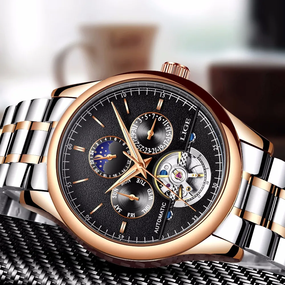 LIGE для мужчин часы лучший бренд класса люкс автоматические деловые s полный сталь Бизнес водонепроницаемые спортивные часы Relogio Masculino