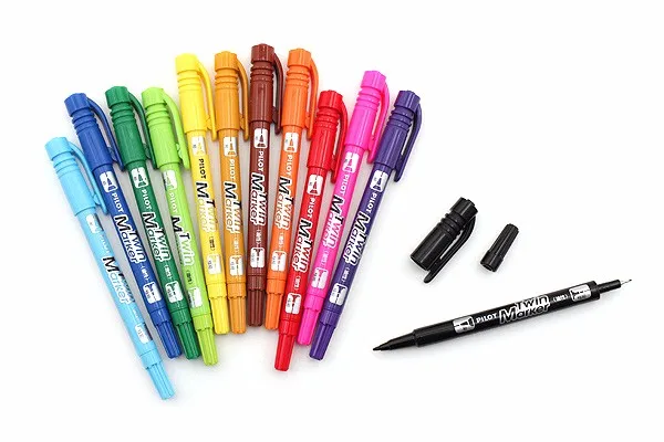 effective humor Inlay LifeMaster Pilot Twin Marker Colored Double Side Extra Fine/Fine Point  Permanent Oil Ink Mark on CD/Glass/Metal/Cloth/Plastic|marker  color|permanent marker inkdouble marker - AliExpress