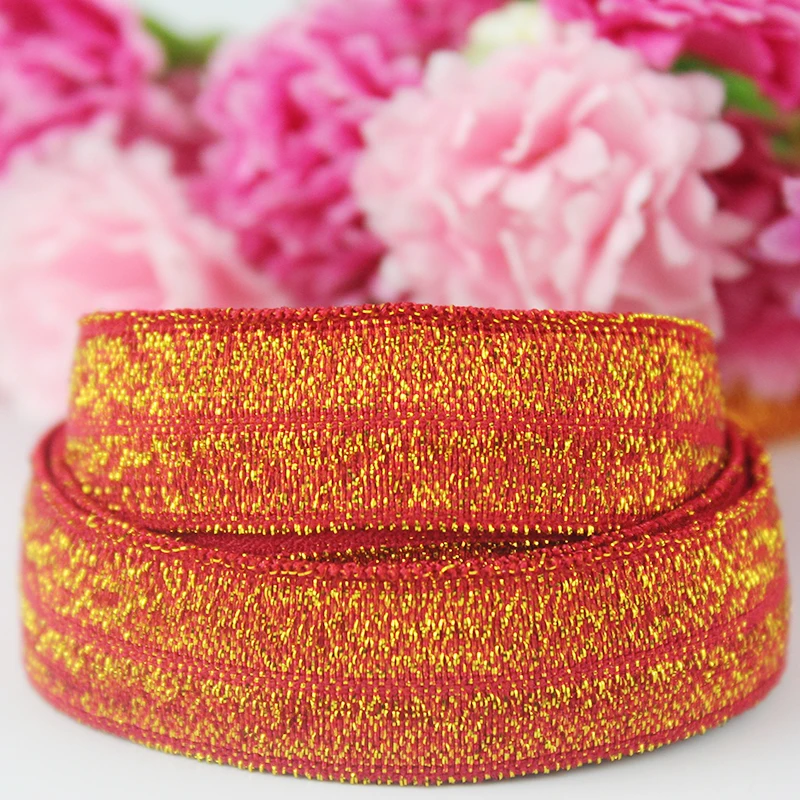 

20 yards 16mm multicolor stretch velvet webbing shiny fold over ribbon elastic band sewing