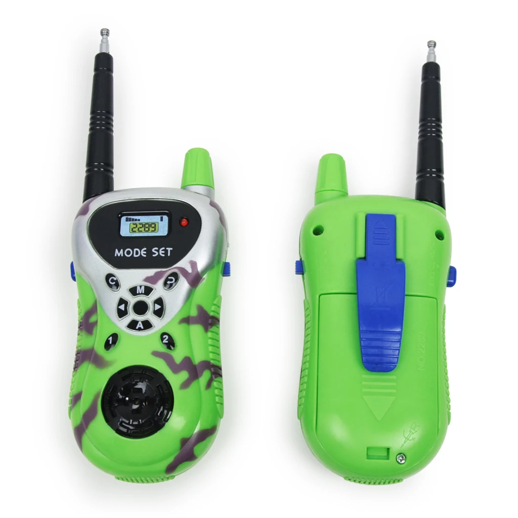 2 x Kids Plastic Two-Way Radio, Electronic Walkie Talkie Interphone Toy for Long Way Communication - Green