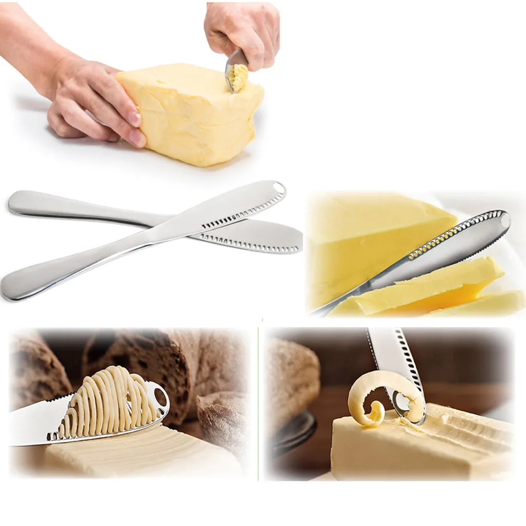 

Silver Perforated Butter Cheese Scraper Stainless Steel Better Butter Spreader Sinple Easy Spread Cold Hard Butter Kitchen Tools