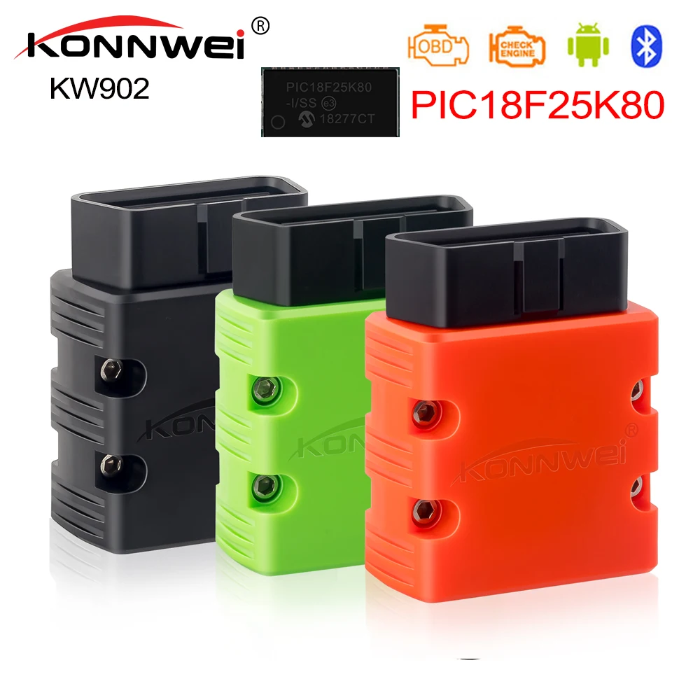 KONNWEI OBD2 сканер KW902 ELM327 V1.5 Bluetooth Автосканер PIC18f25k80 MINI ELM 327 OBDII KW902 считыватель кодов для Android телефона