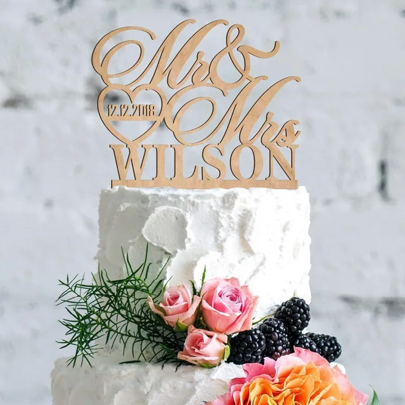 

Personalized Wedding Cake Toppers, Custom Cake Topper Wedding Cake Decoration - Mr and Mrs Cake Toppers for Bride and Groom