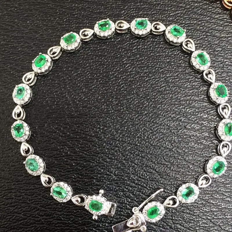 

2017 New Qi Xuan_Fashion Jewelry_Colombia Green Stone Fashion Bracelets_S925 Solid Silver Green Bracelet_Factory Directly Sales
