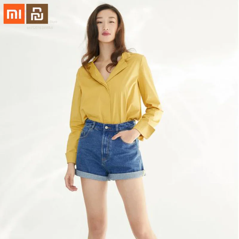 Xiaomi mijia youpin джинсовые шорты с высокой талией повседневные хипстерские