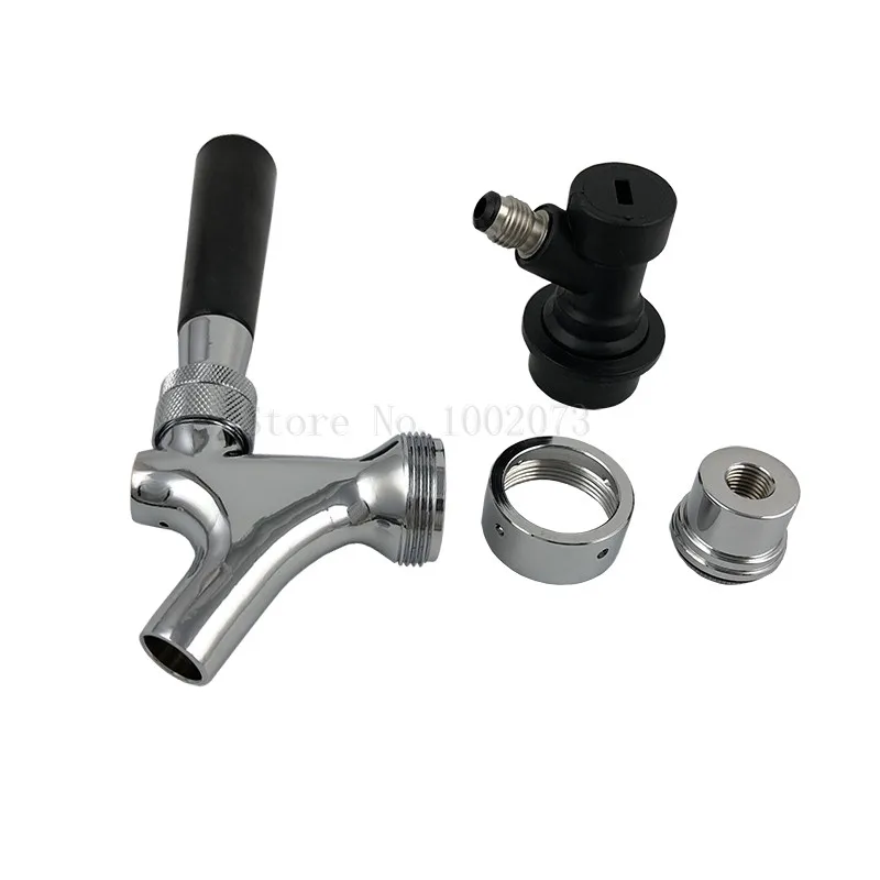 Homebrew Polished Chrome Draft Beer Tap Faucet with Co2 Keg Charger Kit Quick Disconnect Assembly For Cornelius Beer Keg