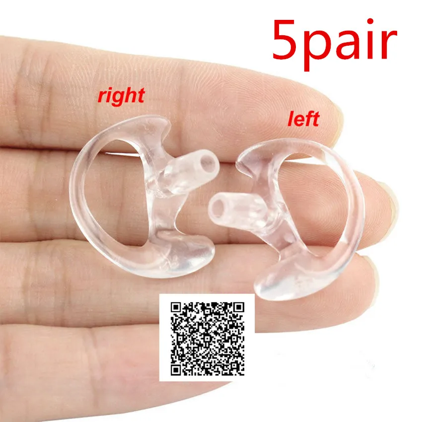 

5 Pairs Middle Silicone Soft Ear Bud for Covert Acoustic Tube Earpiece of Walkie Talkie Two-way Radio Clear Transparent Ear Bud