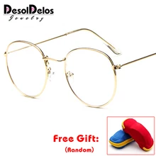 Новые дизайнерские женские очки оправы для оптики из металлического круглого стекла es оправа с прозрачными линзами очки для глаз черный серебристый золотой глаз, стекло с коробкой