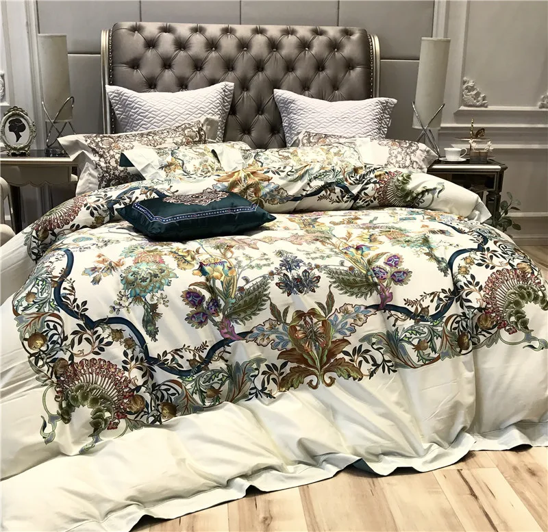 

Deluxe Bohemia 120S Egyptian Cotton Digital Printing Bed Cover Extra Large Bed Sheet, Down Bed Cover, Pillow Cover 4/6pcs