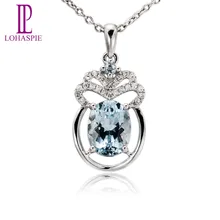 LP пользовательское ожерелье с драгоценными камнями Твердое 18 к 750 Белое золото натуральное 1.68ct подвеска(кулон) цвета морской волны мелкозернистый камень ювелирные изделия для подарка