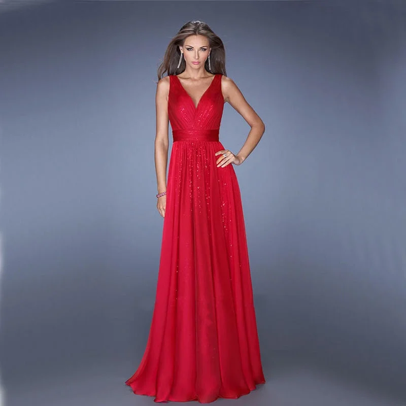 

Zogaa 2019 Long Elegant Dress Party V-neck Tulle Embroidery Lace Backless Pretty Women Formal Elegant Gala Dress