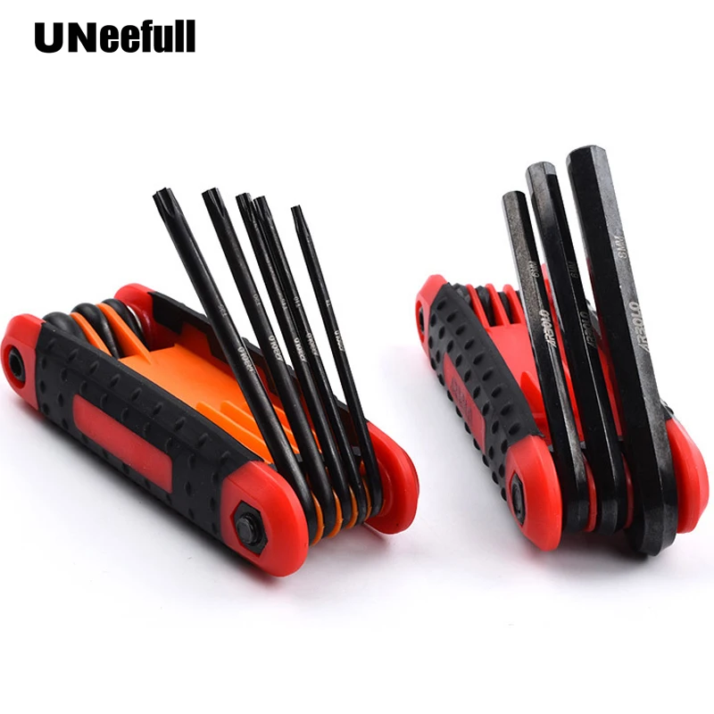

UNeefull Portable Key Hex Wrench Set Folding Flat Inner hexagon spanner, Metal Metric Plum Hex Wrench Screwdriver Hand Tool set