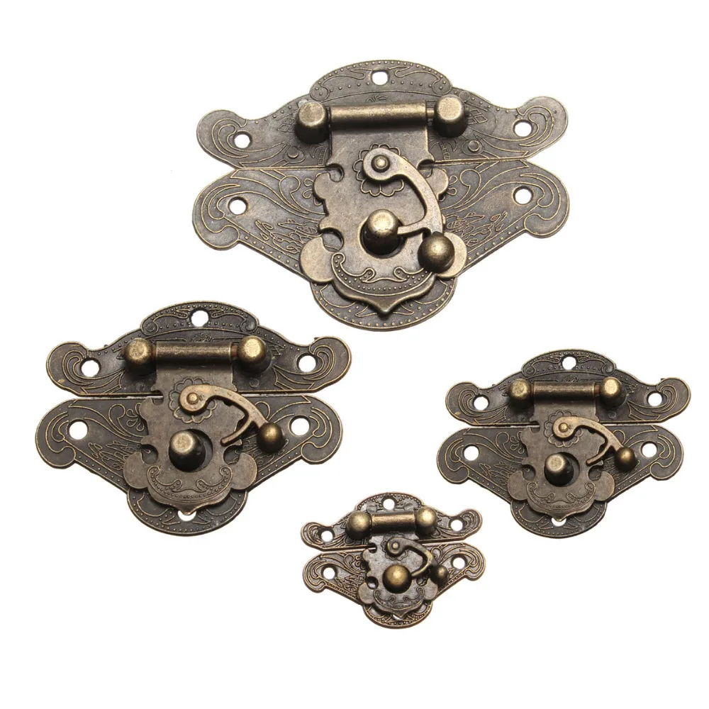 

1PC large/medium/small/Extra Small Retro Lock Vintage Decorative Latch Wooden Jewelry Box Hasp Pad Chest Lock With Screws