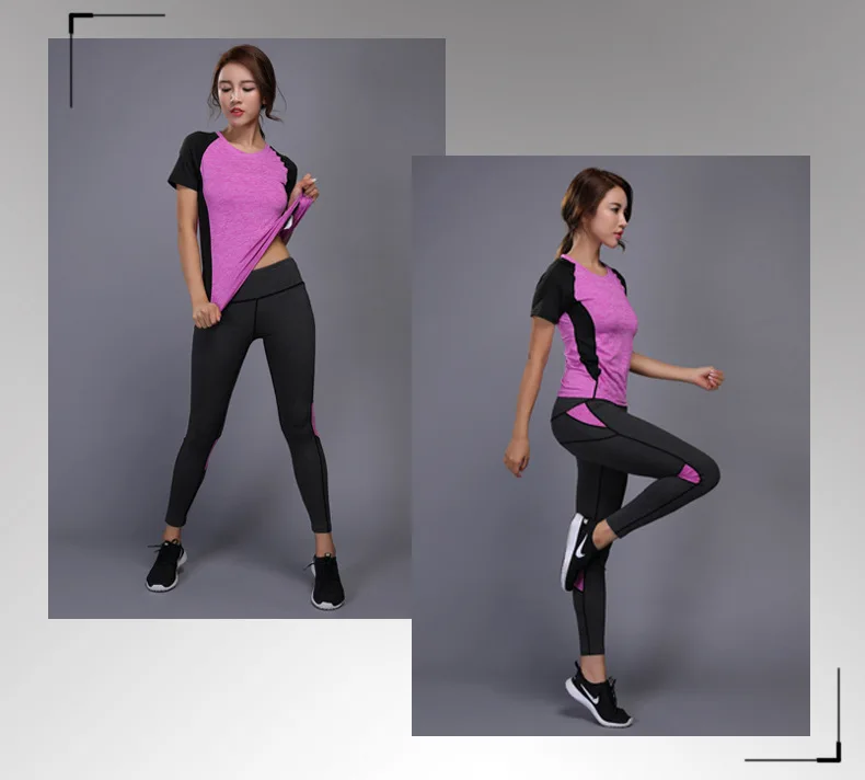 Женская Спортивная одежда для йоги, одежда для спортзала и бега, теннисная рубашка или брюки для йоги, леггинсы для пробежки тренировки, спортивный костюм