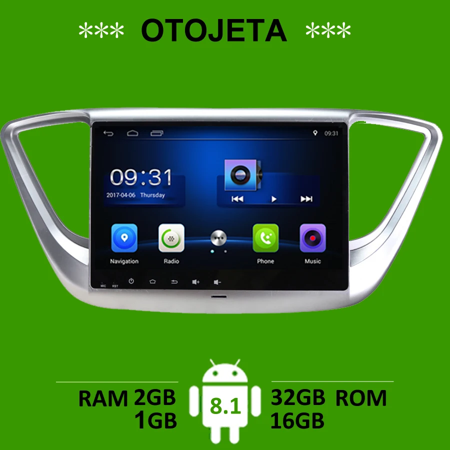 Cheap OTOJETA car accessories for Hyundai Verna 2016 radio gps navigation android 8.1 stereo bluetooth autoradio tape carplay players 0