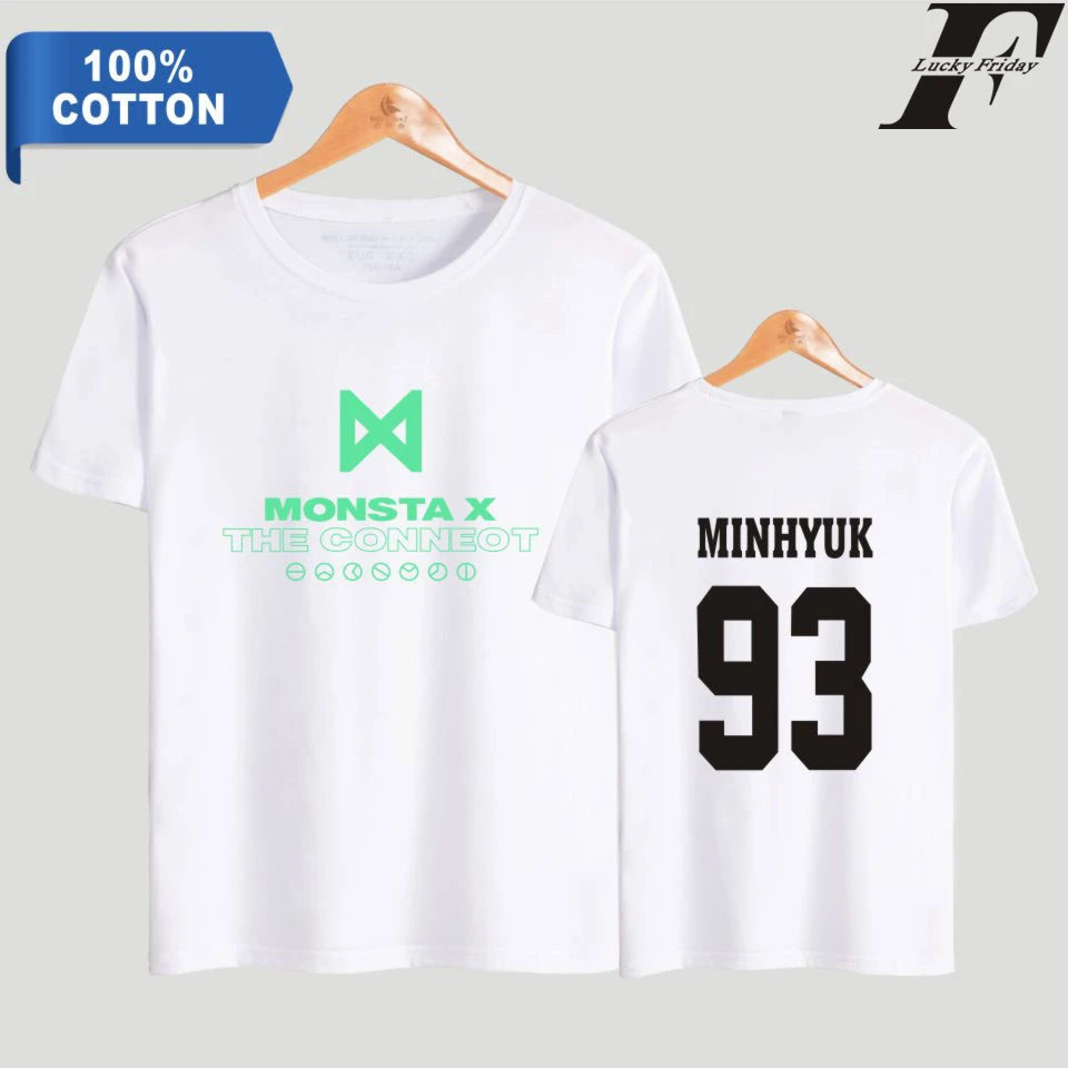 

2018 MONSTA X Kpop 100% Cotton Short Sleeve T-shirt Women Summer T-shirt Hip Hop Style Casual Clothes Plus Size 4XL