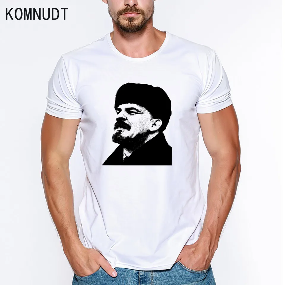 Komnudt известный бренд футболки Для мужчин Ленина Футболка с принтом букв мужской