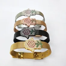 5 шт. модный Кубический Цирконий micro pave Хамса застежка-закрутка очаровательные часы с браслетом из бусинок пряжки для ремня к счастью, шармы, бусины для браслета BG253