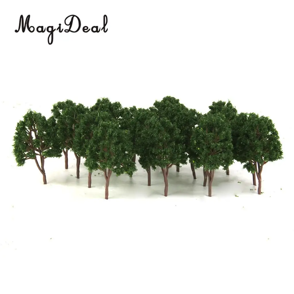 MagiDeal 20Pcs/Pack Dark Green Model Trees N Scale Train Park Railroad Railway Layout Wargame Scenery Scene Diorama Toys 7.5cm