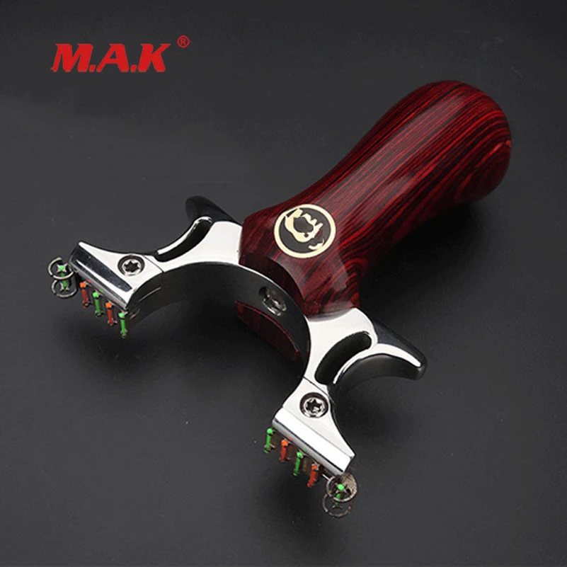 

Slingshot in 304 Stainless Steel with Flat Rubber Band Wooden Handle and Sliding Sight fit Outdoor Archery Shooting Hunting