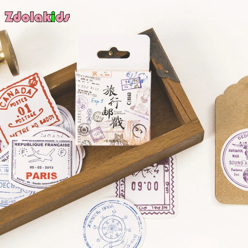 

(45 pieces/lot) Travel Postmark Vintage Label Stickers Diy Decoration Stationery Stickers Scrapbooking Planner Label