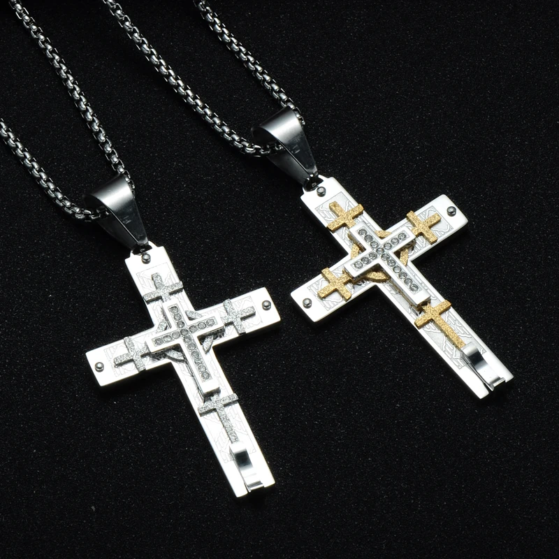 D & Z Religion золотистого цвета Двухслойное ожерелье из нержавеющей стали подвески