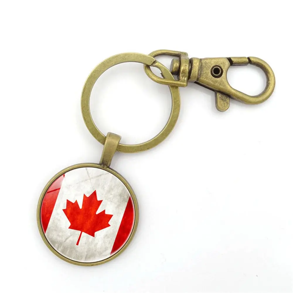 High Quality Alloy Canadian Flag Red Maple Pendant Key Chain Key Ring