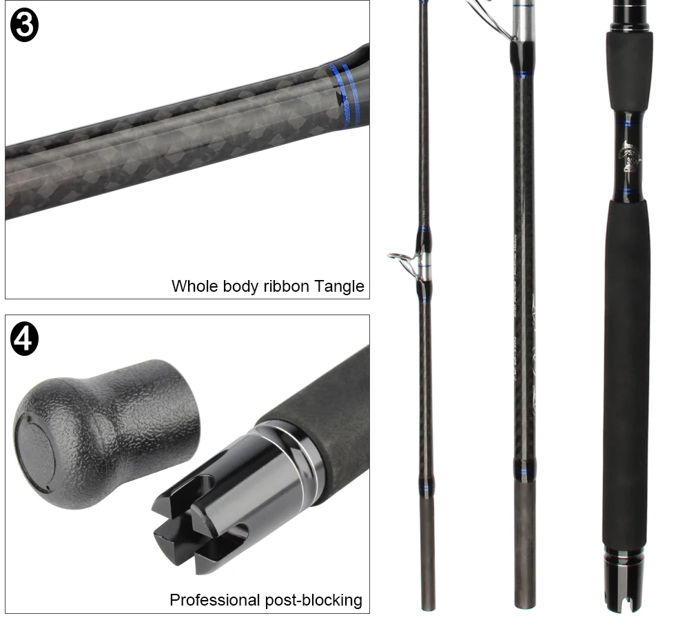 RoseWood BPS763 Spinning Surf Popping Fishing Rod C.W. 60-250G L.W. 30-50lbs Saltwater Boat Heavy Jigging Trolling Rods 18KG  (3)