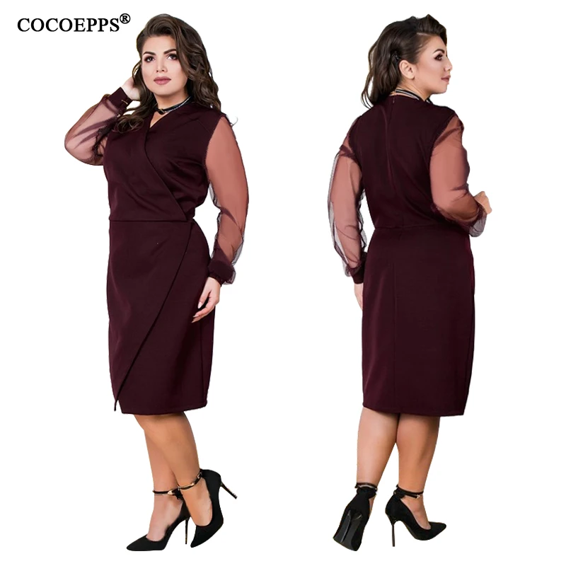 COCOEPPS женское платье 5XL 6XL плюс Размеры сарафан Кружева Sexy bodycon Повседневная одежда