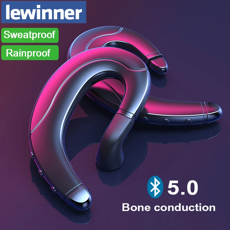 

Lewinner Bluetooth V5.0 Bone Conduction earphone With Hidden Microphone Wireless headset For iPhone Android