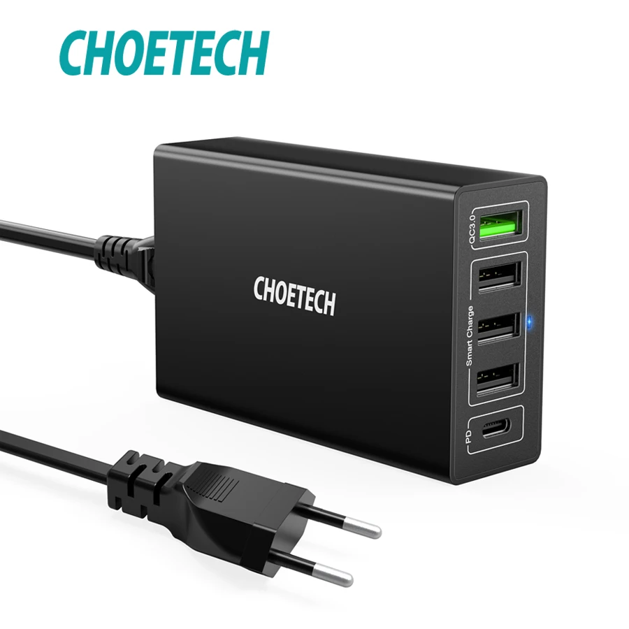 

CHOETECH Quick Charge 3.0 Multi Usb Charger Station QC3.0 PD Usb Charging For iPhone Google Pixel for Samsung S9 Xiaomi Mi Note
