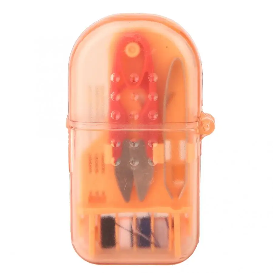 

Exquisite and Portable Mini Macaron Color Plastic Sewing Tool Box Needle Scissors Sewing Accessories