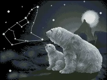 

Fishxx Cross Stitch,D470 animal [The polar bear overlooking] north star,cotton thread and cloth,14CT,Need to embroidery