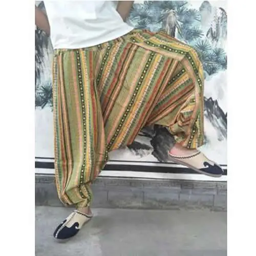 harem trousers Men Women Baggy Harem Pants Hip hop Joggers Causal Loose Trousers Aladdin Crotch Wide Leg Cotton Linen Pants Pantalones Hombre hippy pants Harem Pants