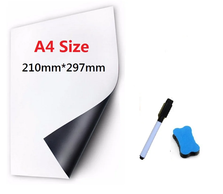А3 А4 Размер магнитная доска для магнитов на холодильник белая доска Маркерная Доска для сообщений Памятка Акварельная ручка ластик учебное оборудование - Цвет: A4 Size05