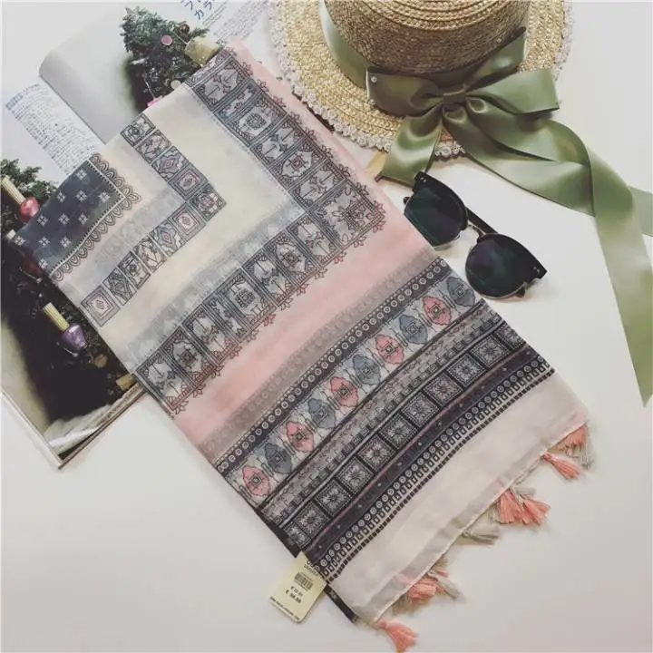 Модные элегантные Демисезонный Для женщин Boho Винтаж длинные Цветочный принт глушитель мыс высокое качество шаль шарф большой Размеры