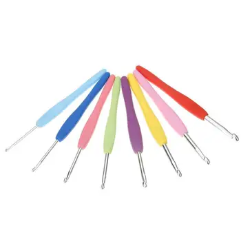 

DIY 8pcs Crochet Hook Set Soft Rubber Handle Aluminum Hook Crochet Hooks Template Kit Knitting Needles Knitting Tool