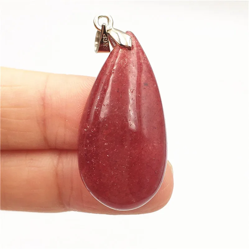

Natural Natural Ice Red Strawberry Quartz Pendant 34x17x10mm Stone For Woman Anniversary Gift Fashion Crystal Necklace Pendant