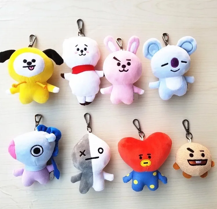 BTS Plush Keychain Doll Keyring Stuff Soft Toy Plush Badge Brooch Limited BT21 TATA VAN RAP