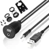 Bochara USB Flush Mount Panel USB 2.0 USB 3.0 3.5mm Extension Dashboard Cable For Car Motorcycle ► Photo 2/6