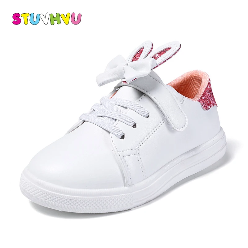 

Girls sports shoes 2018 Spring New Children's casual comfort leather teenagers shoes girls white school running shoes sneakers