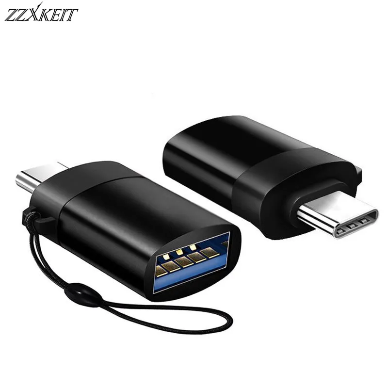 1Pc USB 3.0 Female to Type-c Adapter With Lanyard Strap For Samsung Galaxy S8 Plus Xiaomi 6 Huawei P9 OTG Adapter Type C