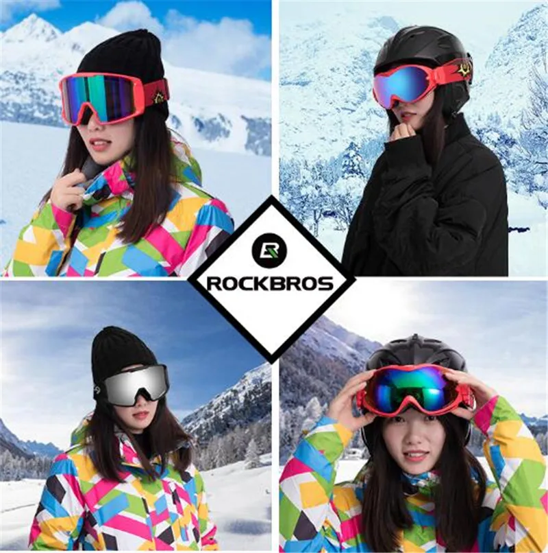 ROCKBROS los gafas de esquí doble Lenes Anti-niebla Snowboard gafas lente de la PC gafas Snowboard mujeres hombres UV400 gafas