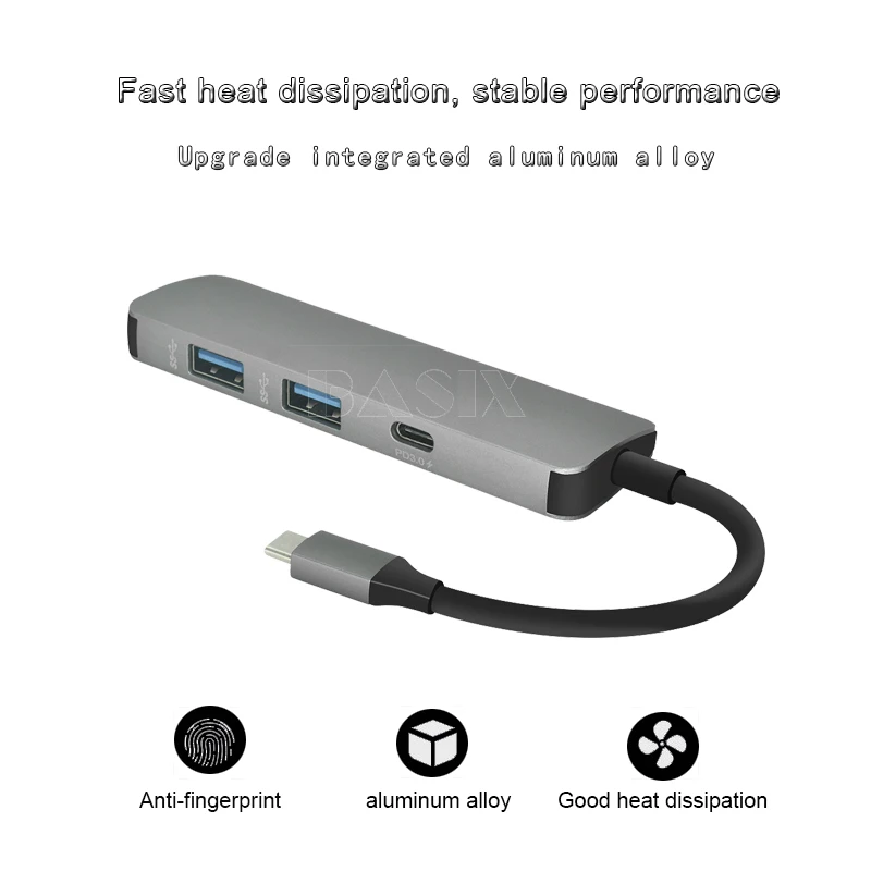 Basix Usb type C концентратор Usb C к HDMI 4 K/USB3.0 PD адаптер USB-C конвертер для MacBook, huawei MateBook type C usb 3,0 концентратор - Цвет: typec-2usb3.0-hdmi