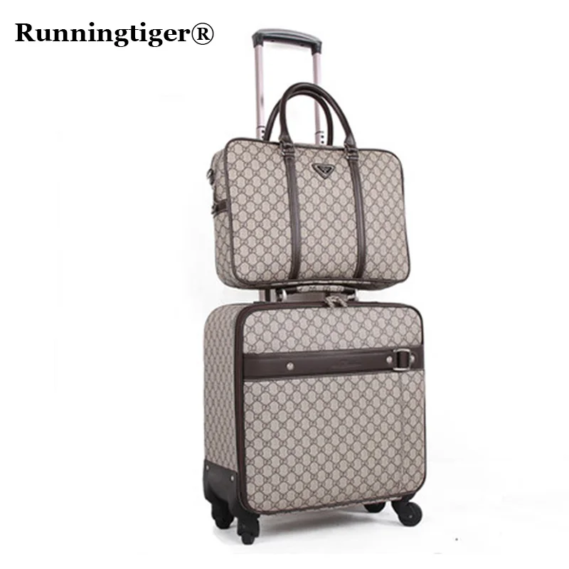 Классический набор чемоданов, бренд сумки на колёсиках сумка, водостойкий ПВХ Бизнес тележка чехол, 16 "18 20" Spinner колеса Carry on
