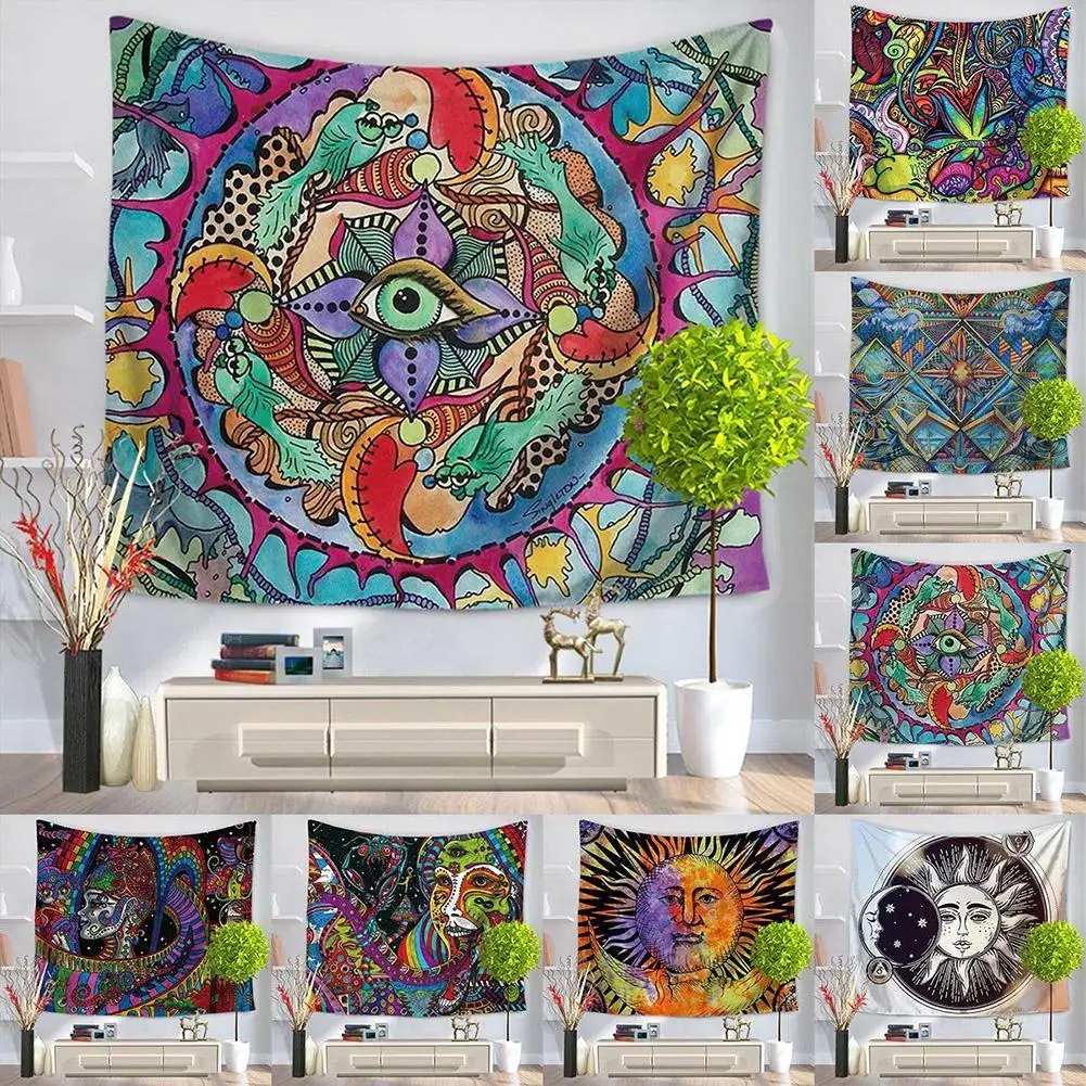 

Home India Colorful Face Oil Painting Mandala Tapestry Gypsy Hippie Wall Hanging Dorm Cover Bedspread Yoga Mat