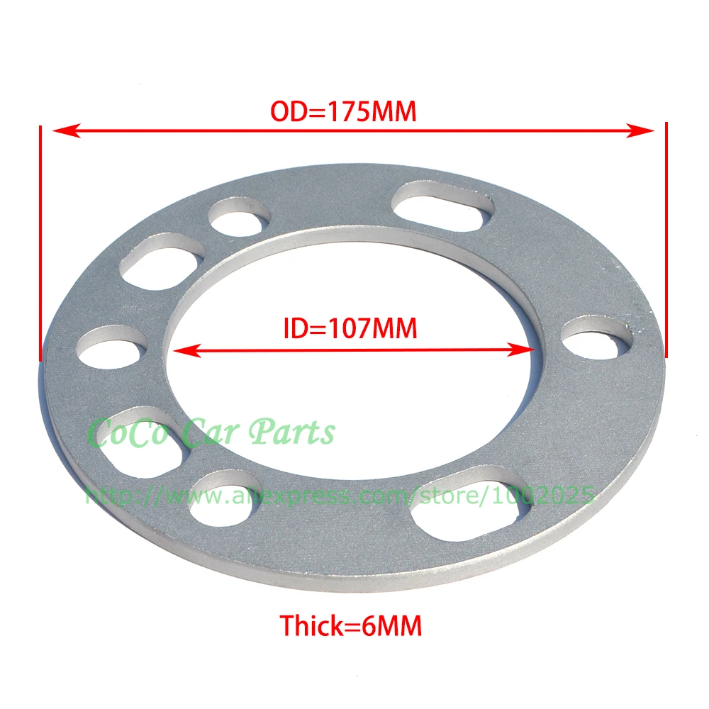2 шт. алюминиевые колесные проставки прокладки тарелки и регулятора для 5x139,7& 6x139,7 ID = 107 мм Толщина 6 мм