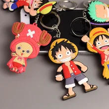 1 шт. цельный аниме-брелок для ключей Luffy, брелок для ключей из ПВХ, милая игрушка, брелок для ключей, подарок на день рождения, унисекс, Новинк...